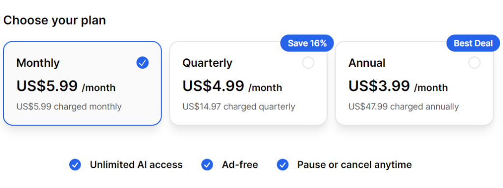 Studyable ai pricing