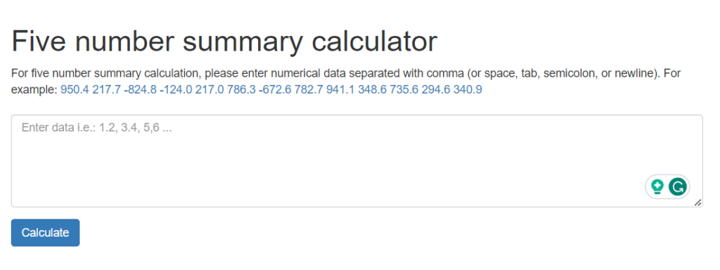 hackmath - Five Number Summary Calculator
