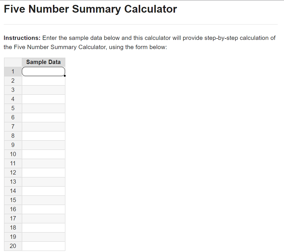 mathcracker - Five Number Summary Calculator